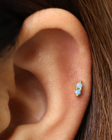 Turquoise Twin Flat Back Labret 