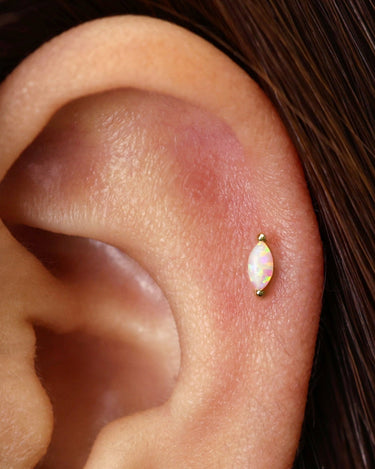 White Opal Marquise Flat Back Labret 