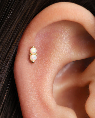 White Opal Twin Flat Back Labret 